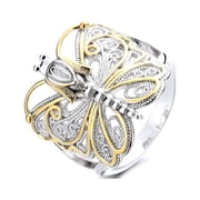 Artisan Two-Tone Filigree Dragonfly Ring