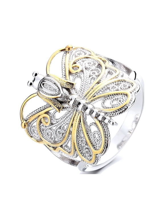 Artisan Two-Tone Filigree Dragonfly Ring
