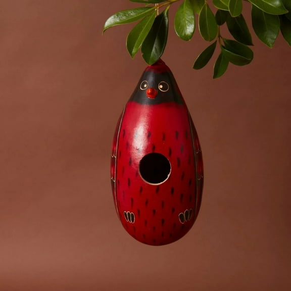Artisan Variety Cardinal Shaped Birdhouse Natural Gourds Wild Bird Hanging Birdhouse