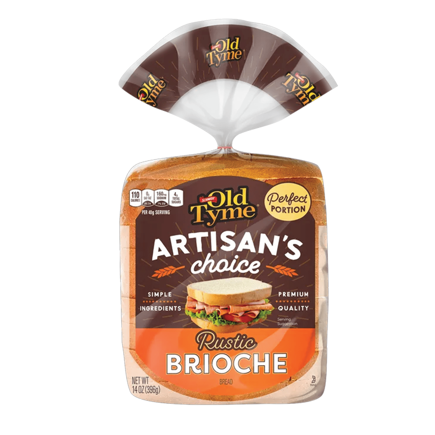 Schmidt Artisan's Choice Rustic Brioche Bread, Half Loaf, 14 oz (395g), 80 Calories per Serving, Perfect Portion for Busy Families, Creamy White