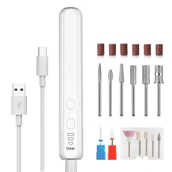 ArtisanCare Professional Electric Nail Drill Set, 3-Speed Portable E-File for Manicure & Pedicure, USB-C Rechargeable Gel Polish Remover with 11 Interchangeable Bits, Home Salon Tool