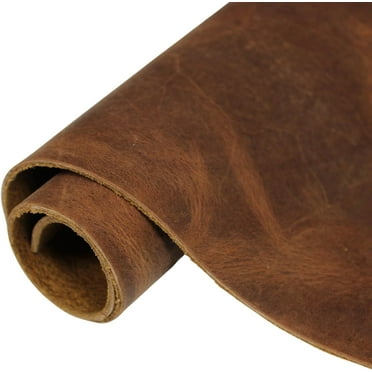 ArtisanCowhides Genuine Crazy Horse Cowhide Leather PRECUT Full Grain Pull Up Thick Sheets for Crafts - Medium Brown 9"x11"