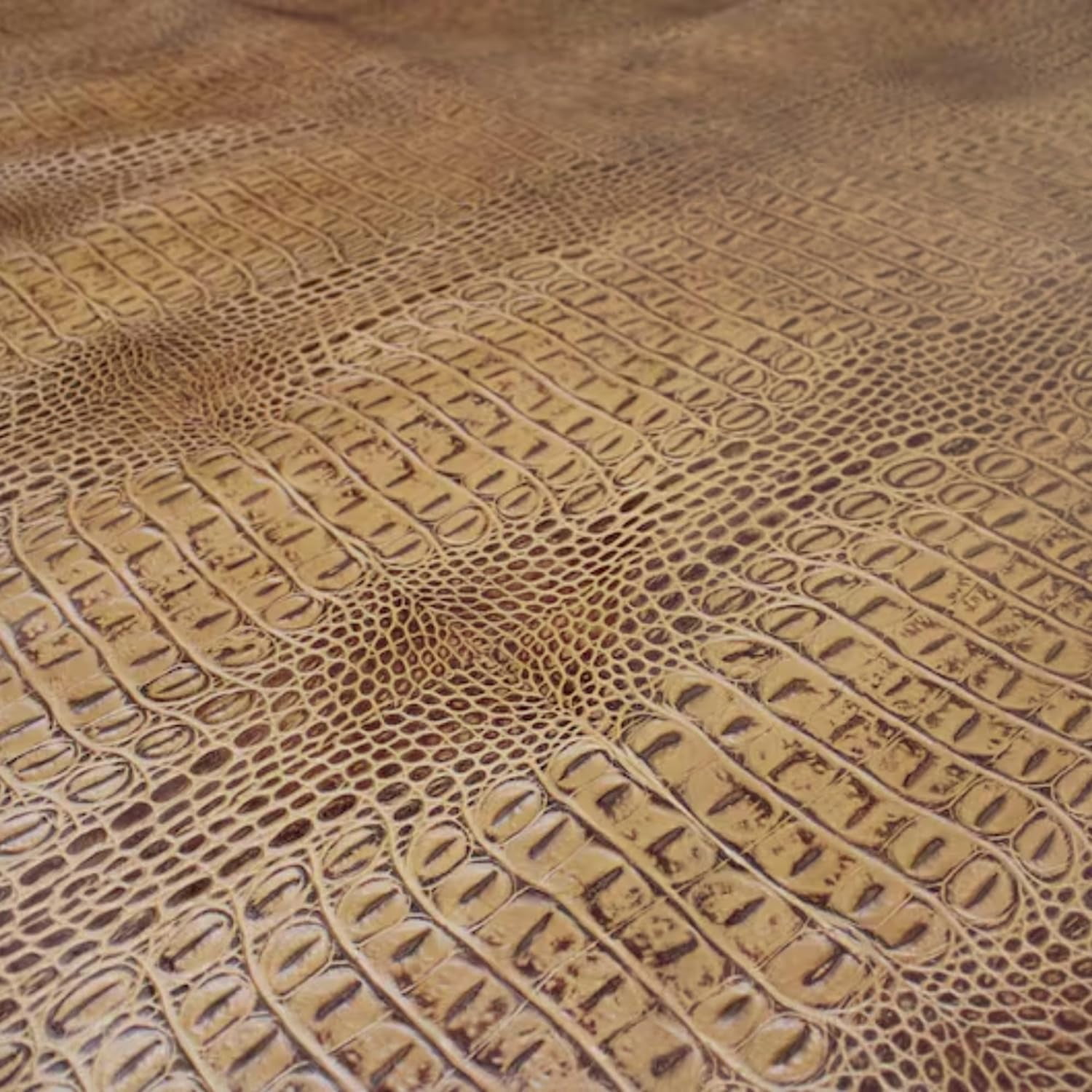 ArtisanCowhides Genuine Crocodile Embossed Cowhide Leather for Crafts – Tan 40 Sq ft - 2.5-3.0 oz