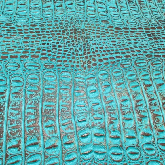 ArtisanCowhides Genuine Crocodile Embossed Cowhide Leather for Crafts – Turquoise Brown 10 SqFt