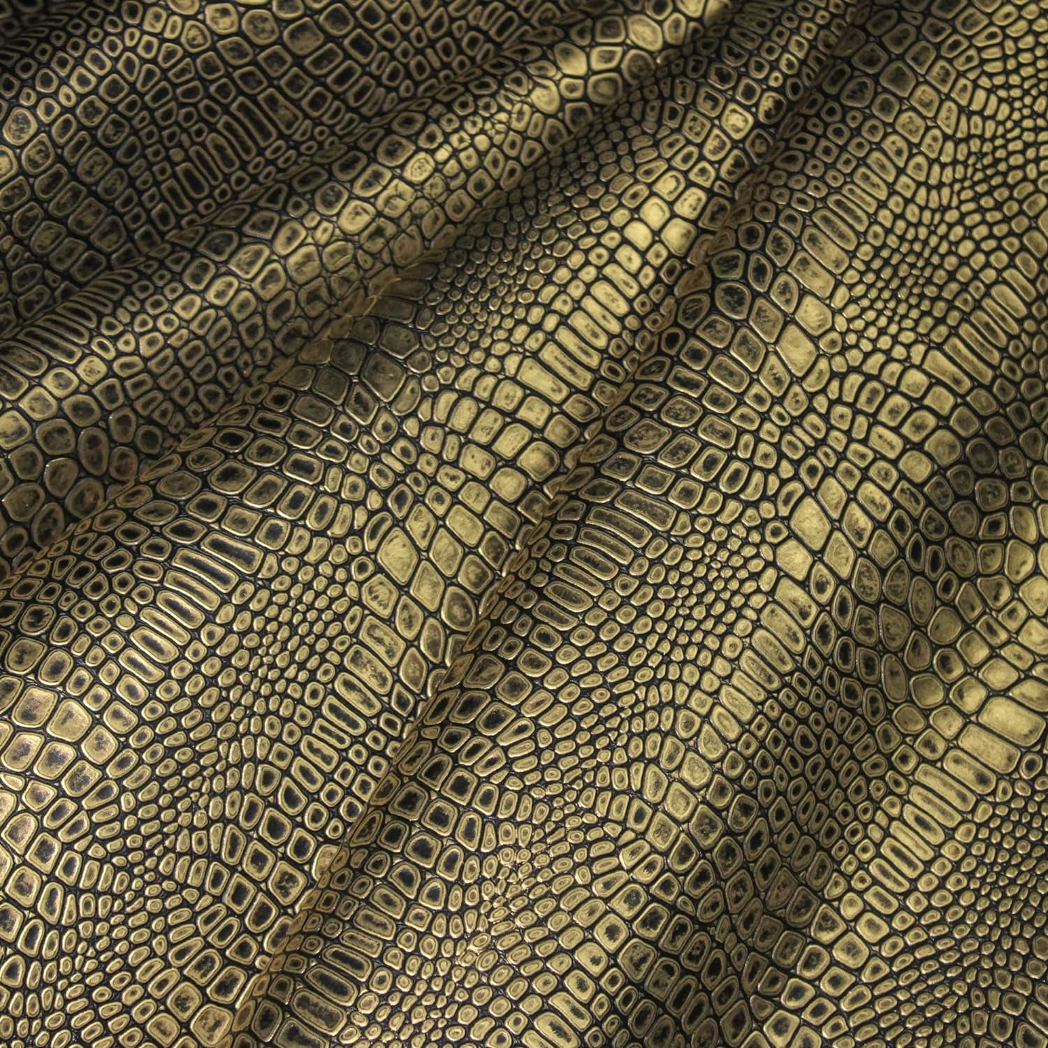 ArtisanCowhides Genuine Reptile Embossed Cowhide Leather for Crafts–  Gold 10 Sq ft
