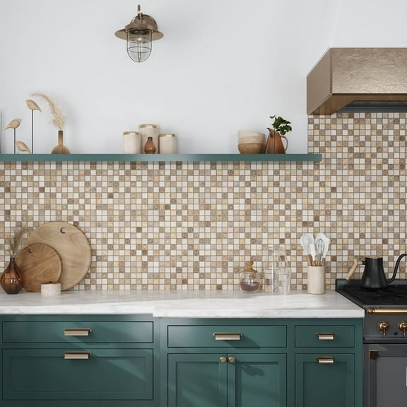 Artisana 12 x 12 in. Textured Beige and Taupe Stone Mosaic Square Wall and Floor Tile (5 sq ft/case) - 5 Pack