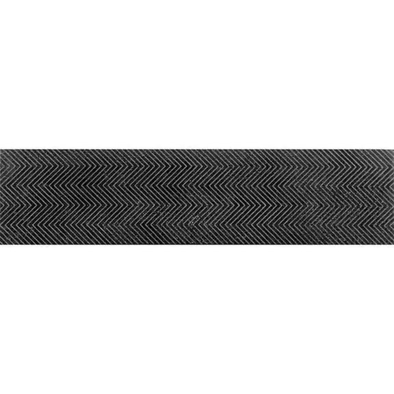 Artisana 3x12 in. Eastern Black Textured Etched Chevron Elongated Subway Wall and Floor Tile (5 sq ft/case, 20-Pack)