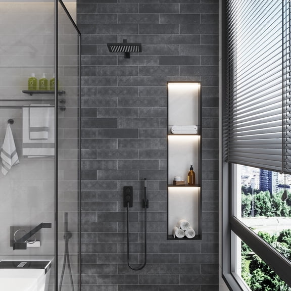 Artisana 3x12 in. Eastern Black Textured Etched Dot Elongated Subway Wall and Floor Tile (5 sq ft/case, 20-Pack)