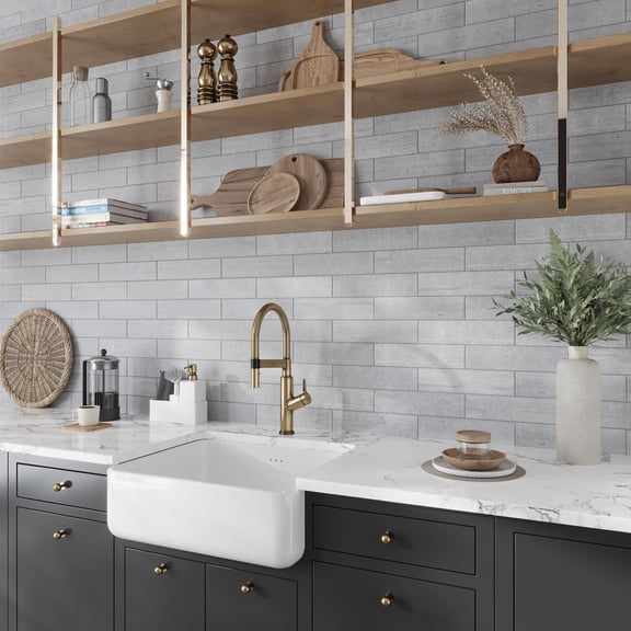 Artisana 3x12 in. Gray Textured Limestone Etched Dot Elongated Subway Wall and Floor Tile (5 sq ft/case, 20-Pack)