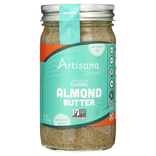 Artisana Almond Butter (14oz) No Sugar, No Salt, No Palm Oil Added