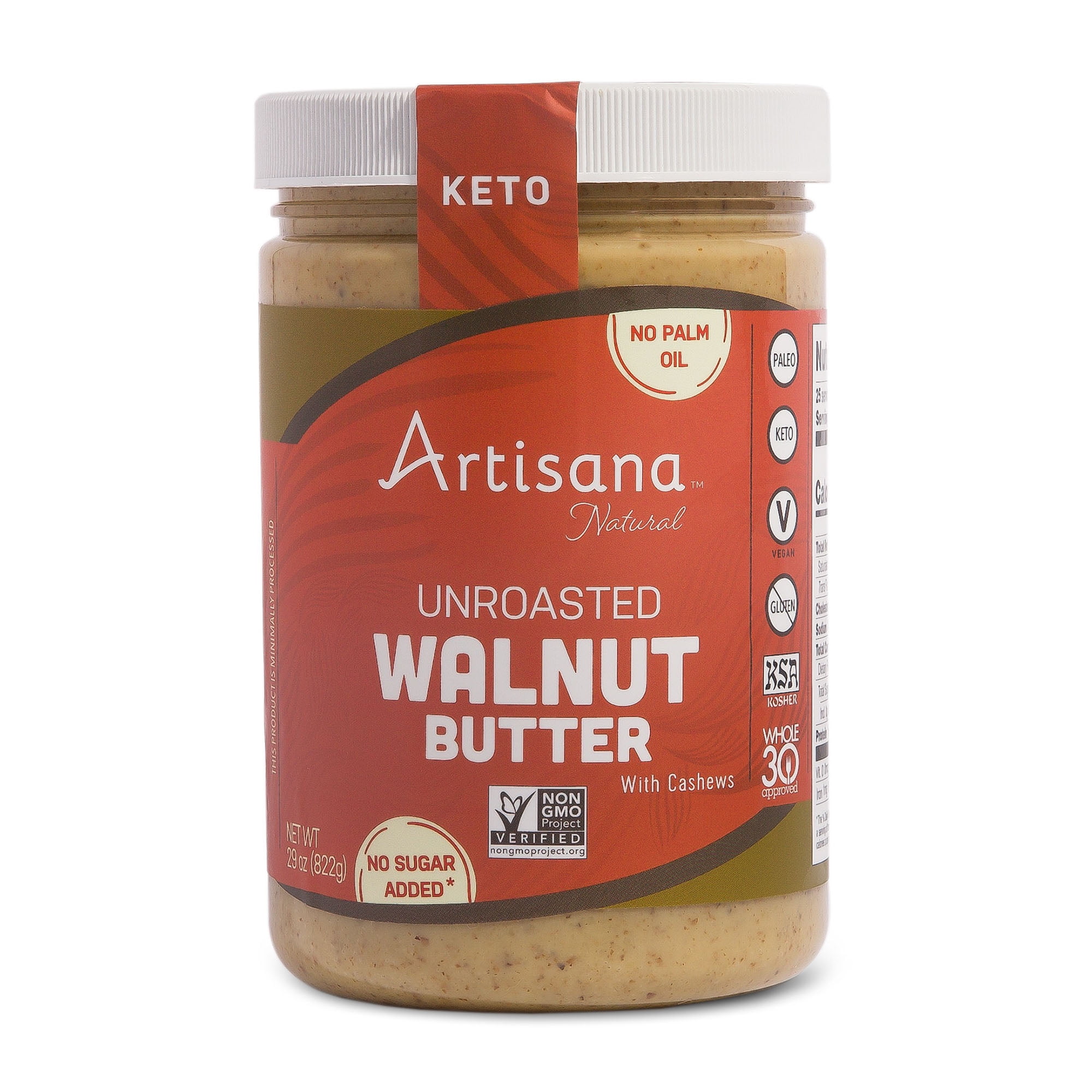 Artisana Walnut Butter (29oz) No Sugar, No Salt, No Palm Oil Added