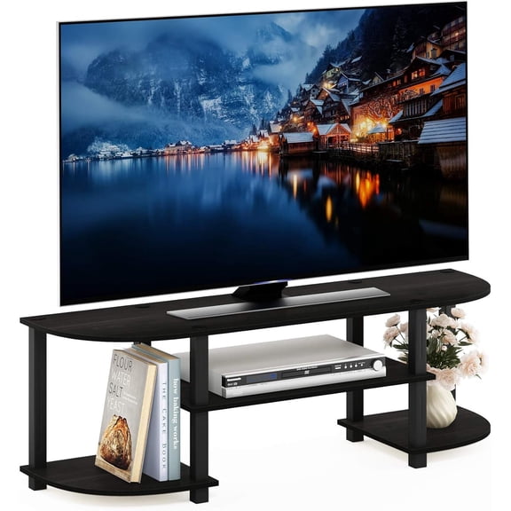 Artisanal Abode Wide TV Entertainment Center 13.40 x 47.20 x 15.90 Inches with Stylish Open Shelves and Cabinets