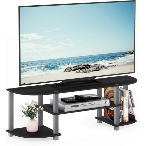 Artisanal Abode Wide TV Entertainment Center 13.40 x 47.20 x 15.90 Inches with Stylish Open Shelves and Cabinets