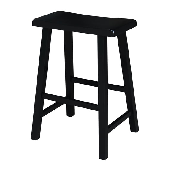 Artisanal Artistry Saddle Seat Stool - 24" Seat Height, Black Finish, 225 lb Capacity, Square Legs, Fully Assembled, 17.5"W x 14.5"D x 23.75"H, 11.5 lb Weight.