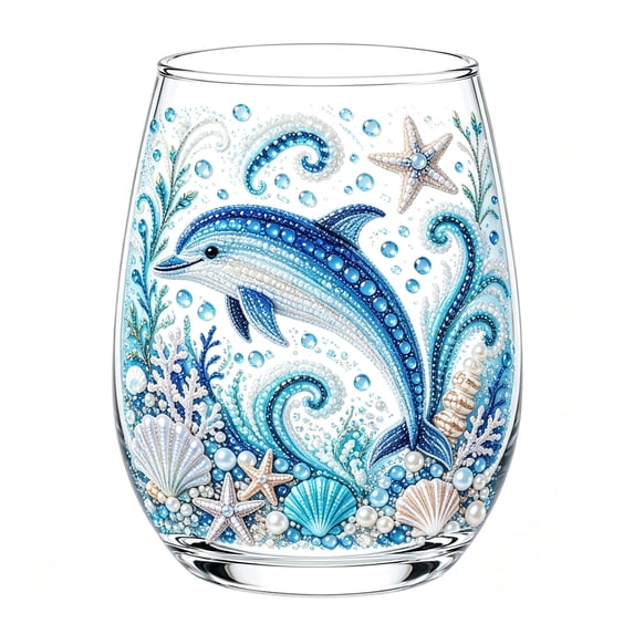 Artisanal Blue Ringed Glassware,3D Ocean Animal Artisan Drinking Glass Tumbler,Novelty Stemless Cup for Cocktails & Daily Sips,Unique Handcrafted Marine Bar Accessories