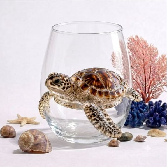 Artisanal Blue Ringed Octopus Glassware 12oz 3D Marine Animal Stemless Glasses Handcrafted Bar Glass Coastal Home Decor Gift for Ocean Animal Lovers (1PC)