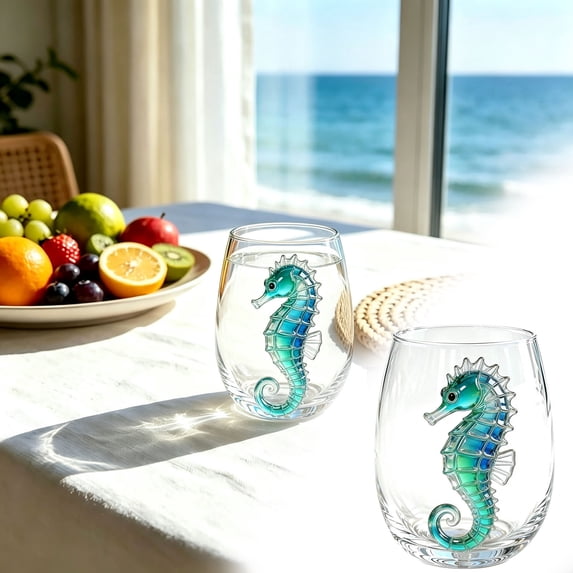 Artisanal Blue Ringed Octopus Glassware, 3D Octopuses Stemless Glasses, Handcrafted Marine Animal Bar Glass, Coastal Home Decor Gift for Ocean Lovers