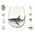thumbnail image 1 of Artisanal Blue Ringed Octopus Glassware, 3D Octopuses Stemless Wine Glasses, Handcrafted Marine Animal Bar Glass(Shark), 1 of 8