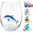 thumbnail image 1 of Artisanal Blue Ringed Octopus Glassware, 3D Octopuses Stemless Wine Glasses, Handcrafted Marine Animal Bar Glass for Coastal Home Decor Ocean Lovers, 1 of 9