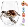 thumbnail image 1 of Artisanal Blue Ringed Octopus Glassware, 3D Octopuses Stemless Wine Glasses, Handcrafted Marine Animal Bar Glass for Coastal Home Decor Ocean Lovers, 1 of 9
