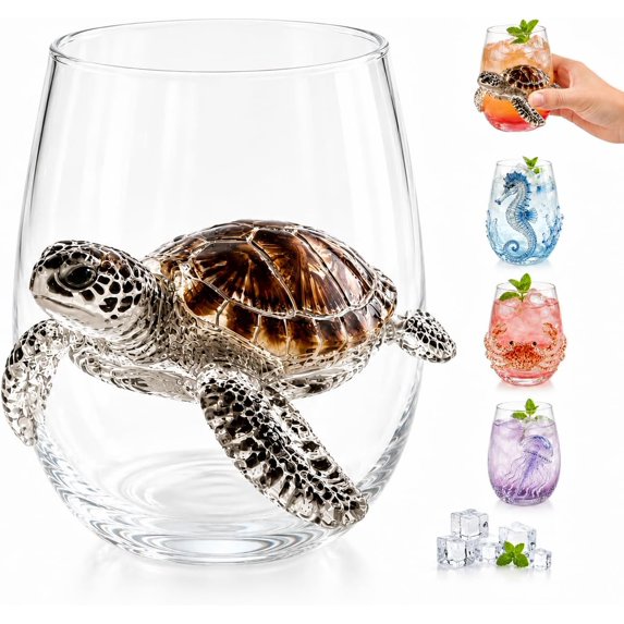 Artisanal Blue Ringed Octopus Glassware, 3D Octopuses Stemless Wine Glasses, Handcrafted Marine Animal Bar Glass for Coastal Home Decor Ocean Lovers