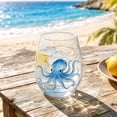 thumbnail image 1 of Artisanal Blue Ringed Octopus Glassware, 3D Octopuses Stemless Wine Glasses, Ocean Fantasy Embossed Glass Collection, Handcrafted Marine Animal Bar Glass, Coastal Home Decor Gift (Octopus), 1 of 7