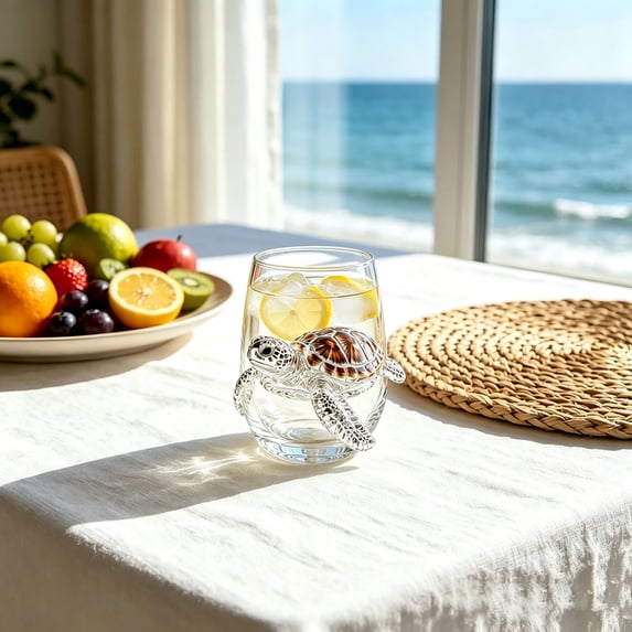 Artisanal Blue Ringed Octopus Glassware, Artistic 3D Octopuses Stemless Glasses, Handcrafted Marine Animal Bar Glass, Coastal Home Decor Gift for Ocean Lovers