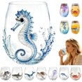 thumbnail image 1 of Artisanal Blue Ringed Octopus Glassware, Artistic 3D Octopuses Stemless Wine Glasses, Handcrafted Marine Animal Bar Glass, for Ocean Lovers, 1 of 8