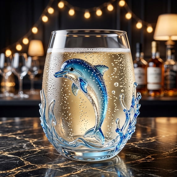 Artisanal Blue Ringed Octopus Glassware, Handcrafted Marine Animal Bar Glass, temless Wine Glasses for Coastal Home Decor Ocean Lovers