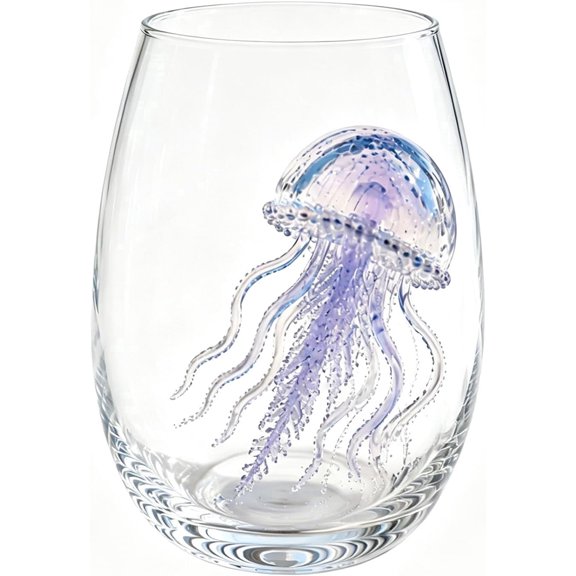 Artisanal Blue Ringed Octopus Glassware, Novelty Drinking Glass with Flat Printed Octopus Design, Borosilicate Tumbler for Cocktails and Beverages, Coastal Home Bar Accessory (A6)