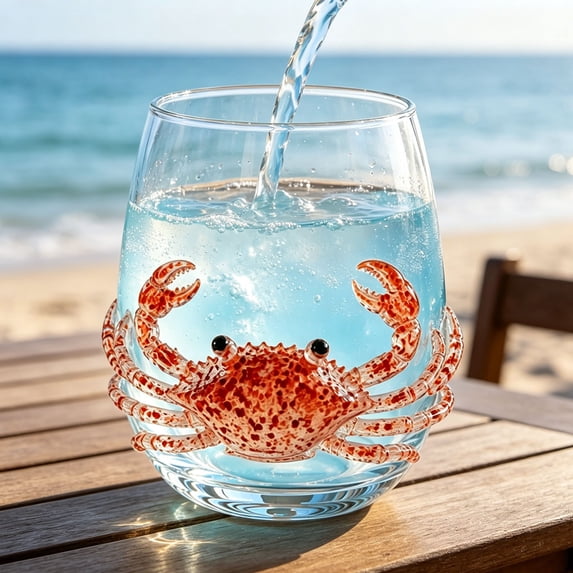 Artisanal Blue Ringed Octopus Glassware, Novelty Drinking Glass, Handcrafted Marine Animal Bar Glass, Coastal Home Decor Gift for Ocean Lovers