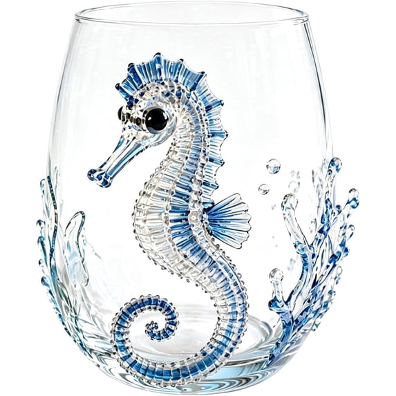 Artisanal Blue Ringed Octopus Glassware, Novelty Drinking Glass with Printed Octopus Artwork, Borosilicate Tumbler for Coastal Home Bar, Unique Ocean Lover Gift (D)