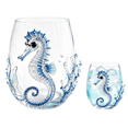 thumbnail image 1 of Artisanal Blue Ringed Octopus Glassware, Ocean 3D Octopuses Drinking Glass, Novelty Drinking Glass, Handcrafted Marine Animal Bar Glass for Coastal Home Decor Ocean Lovers(Seahorse), 1 of 9