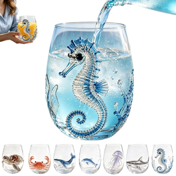 Artisanal Blue Ringed Octopus Glassware, Ocean Animal Artisan Glassware Collection for Fresher Sips, Novelty Ocean Drinking Glass for Cocktails, Gift for Lovers (#030)
