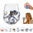 thumbnail image 1 of Artisanal Blue Ringed Octopus Glassware, Octopuss Drinking Glass 3D Stemless Wine Glasses, Handcrafted Novelty Marine Animal Bar Glass, Turtle Jellyfish Seahorse for Coastal Home Ocean Decor(Octopus), 1 of 9