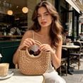 thumbnail image 1 of Artisanal Boho Look, Tote Bag — Handmade Straw Rattan Handbag, Summer Beach Travel Tote, And Woven Purse With Rattan Design For Vacation, 1 of 6