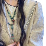 Artisanal Ceramic Butterfly Jewelry Adjustable Cotton Cord Necklace Vintage Bohemian Gift for Women Lightweight Design