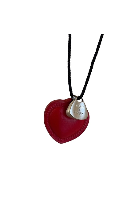 Artisanal Crafted Rope Heart Necklace With Dainty Metal Chain Lightweight Sweater Chain Comfort Fit For Casual Outfits