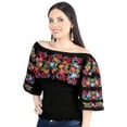 thumbnail image 1 of Artisanal Embroidered Blouse 100% Cotton Black 604009, 1 of 2
