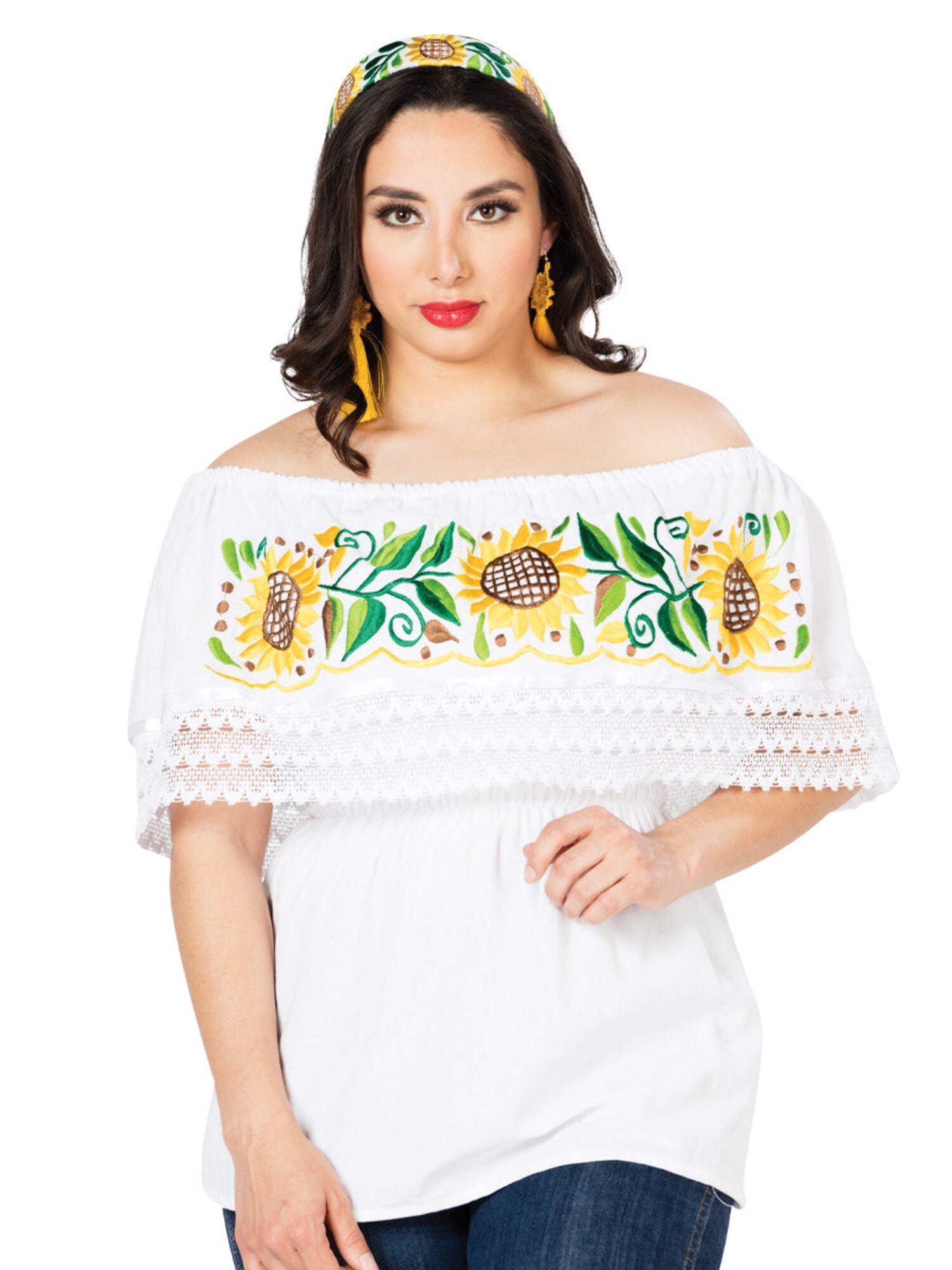 Artisanal Embroidered Blouse 100% Cotton Red 603052