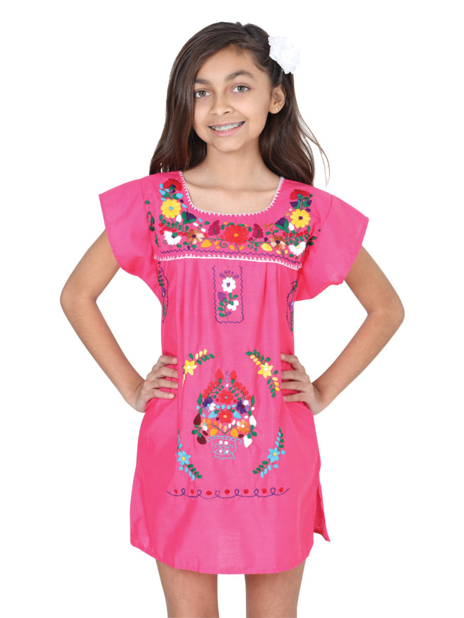 Artisanal Embroidered Dress 100% Cotton Black 603077