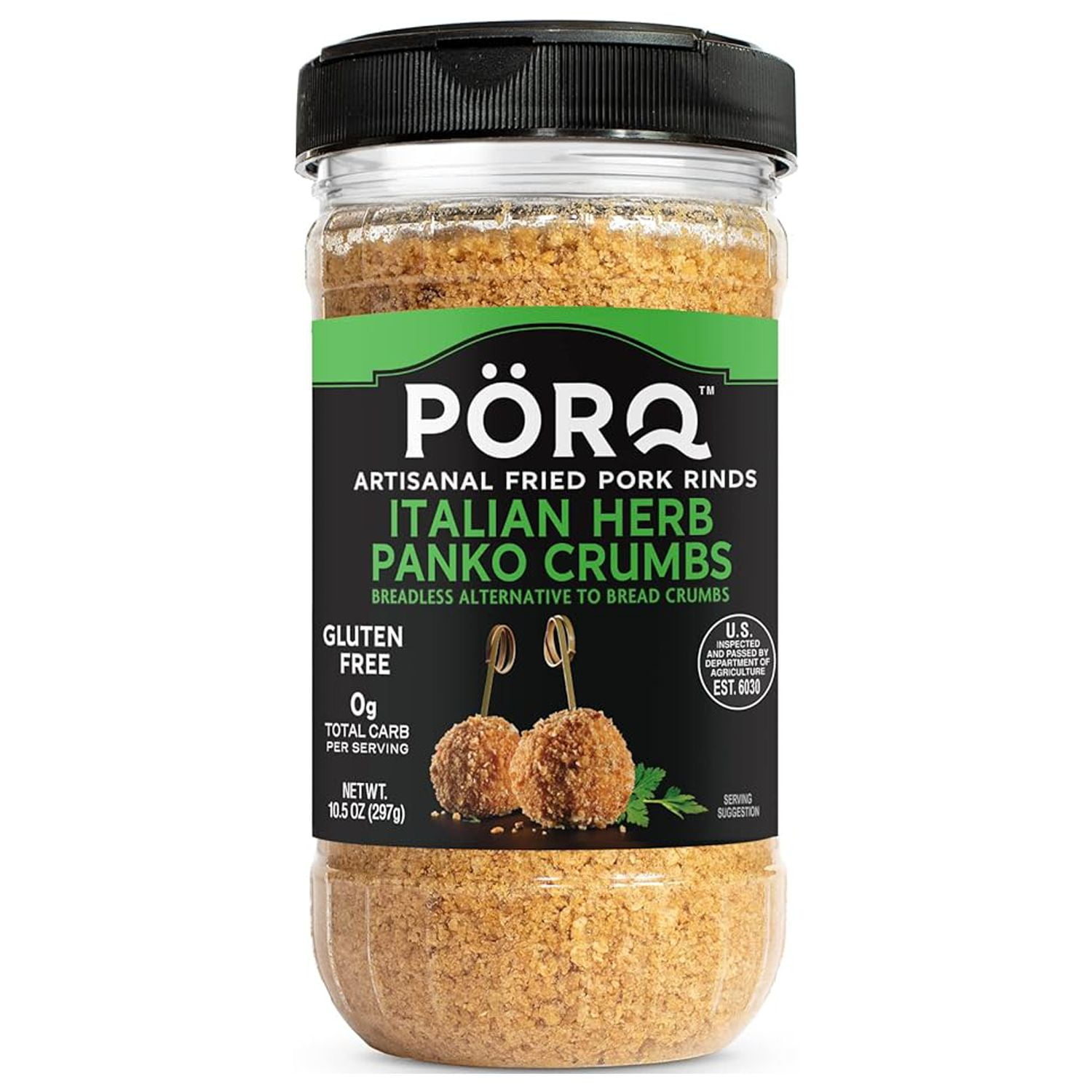 Artisanal Fried Pork Rinds Panko Crumbs, Italian Herb, 10.5 Oz. Paleo