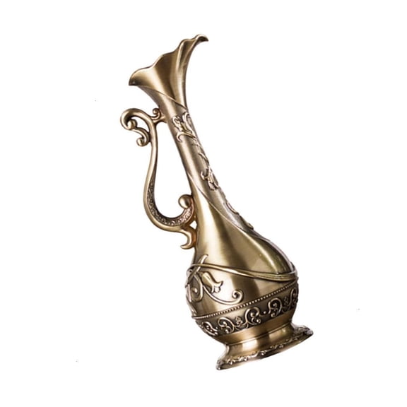 Artisanal Geometric Embossed Metal Bronze Flower Vases Interior Decors Accent