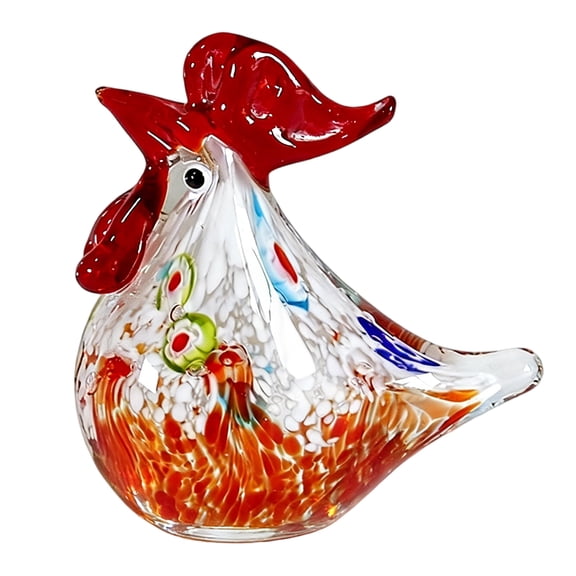 Artisanal Glass Rooster Figures Colorful Miniature Figurine Decors Home Car Display Ornament Gift