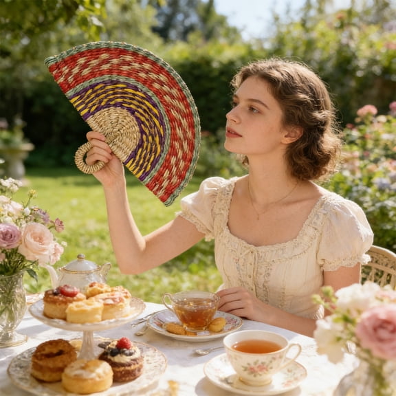 Artisanal Hand Woven Fan with Colorful Palm Leaf Design, Versatile Home Decor Accent for Wall Display and Functional Use, Eye Catching Decorative Fan with Sustainable Materials