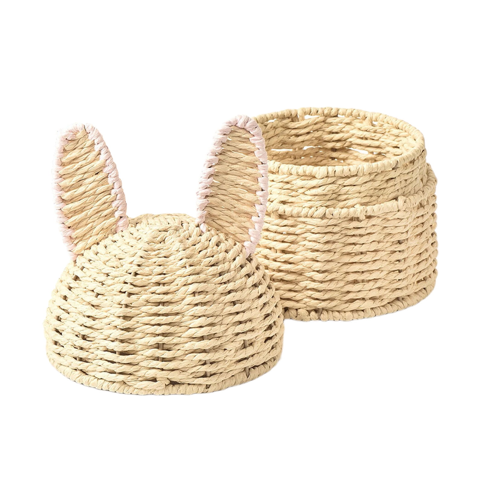 Artisanal Handwoven Rabbits Ears Basket for Easters Decoration and Home Storage Solution