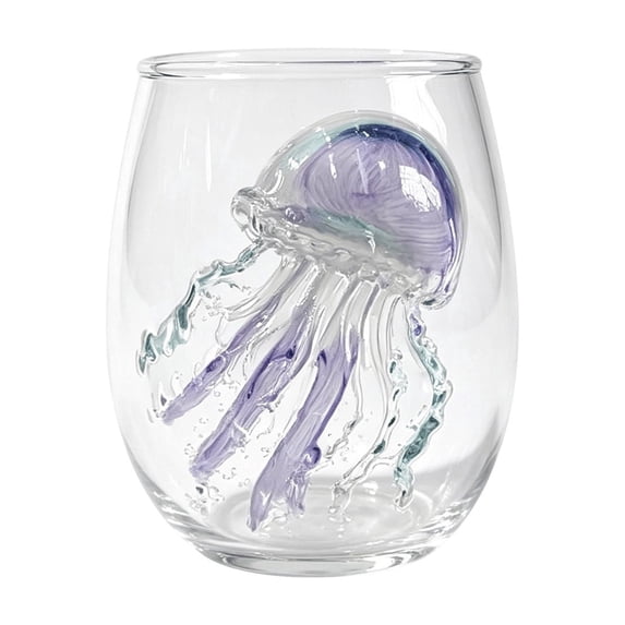 Artisanal Jellyfish Wine 3D Ocean Animal Glassware Collection | Artistic Jellyfish Drinking Glass, Ocean Fantasy Embossed Glass Collection, Coastal Home Decor Gift for Ocean Lovers