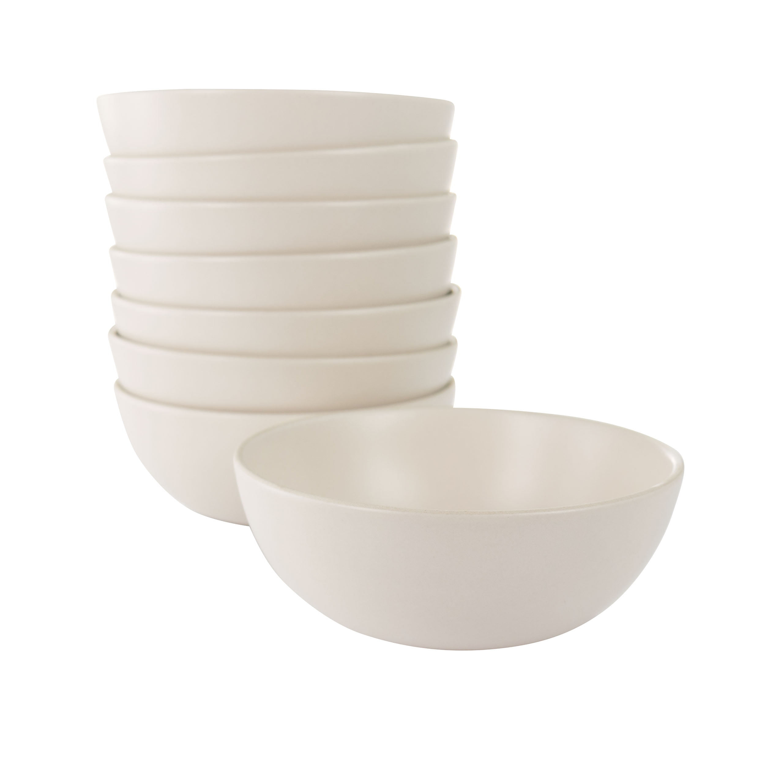 Artisanal Kitchen Supply Edge 8 Piece Stoneware 7 Inch Bowl Set in Matte  White