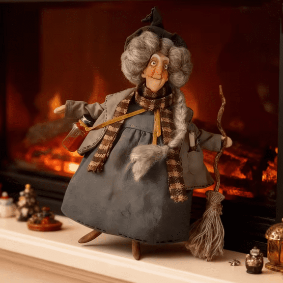Artisanal Kitchen Witch Figurine - Handmade Resin Sculpture for Protection & Blessings - Quirky Kitchen Decor