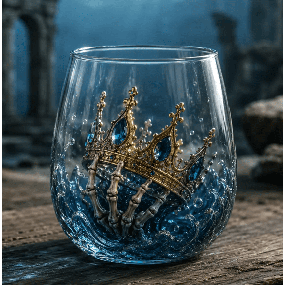 Artisanal The Kraken Pirate Glassware, 3D Novelty Legendary Ocean Treasure Drinking Glass, 12 Oz Borosilicate Tumbler, Coastal Home Bar Accessories, Unique Ocean Lover Gift(King)